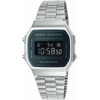Casio A168WEM-1EF Unisex Ψηφιακό Ρολόι με Μesh Μπρασελέ και Ηλεκτροφωτιζόμενο Καντράν σε Ρετρό Στυλ